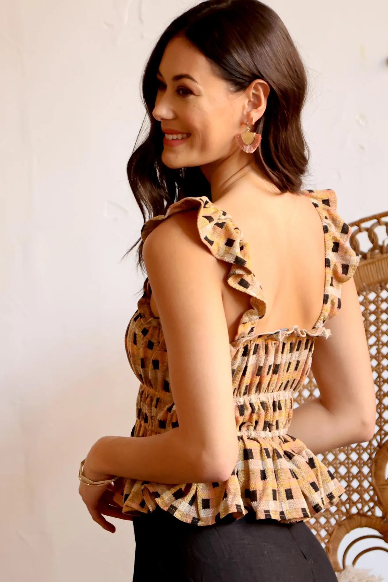 Checked Ruffle Tank sold by Eva Franco product image thumbnail 4