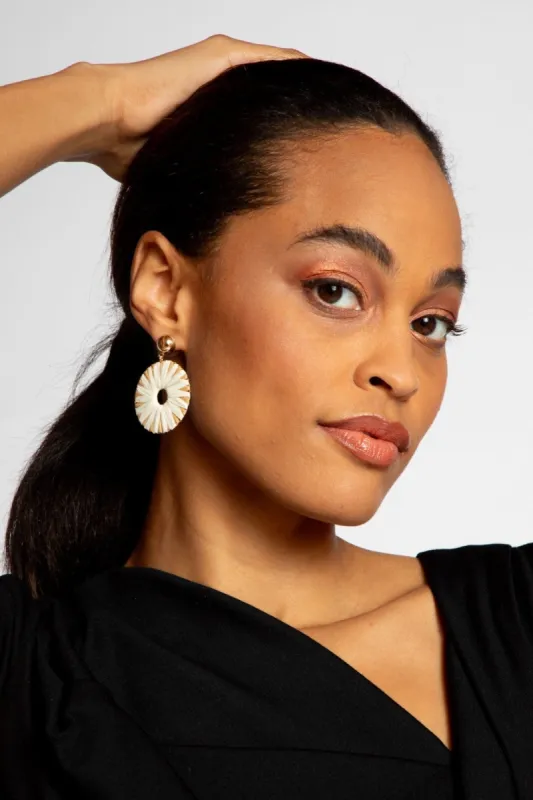 White Thread Sun Dial Earring sold by Eva Franco