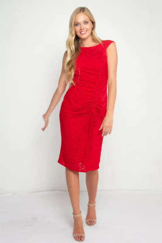 Urchin Cinched Midi Dress – Red sold by Eva Franco