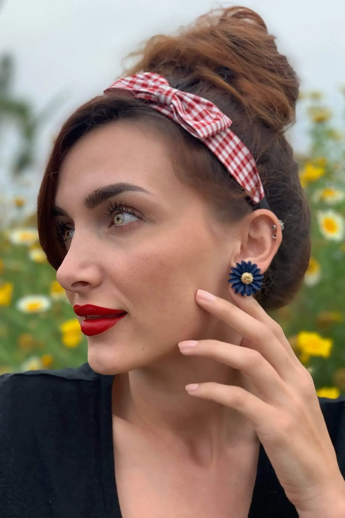 Navy Daisy Earring sold by Eva Franco product image thumbnail 4