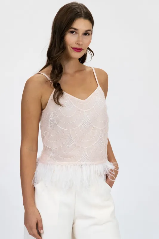 Sequin Feather-Hem Tank sold by Eva Franco