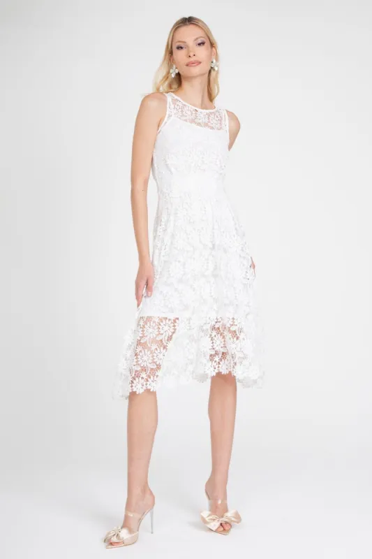 White Lace Midi Dress with Slip sold by Eva Franco
