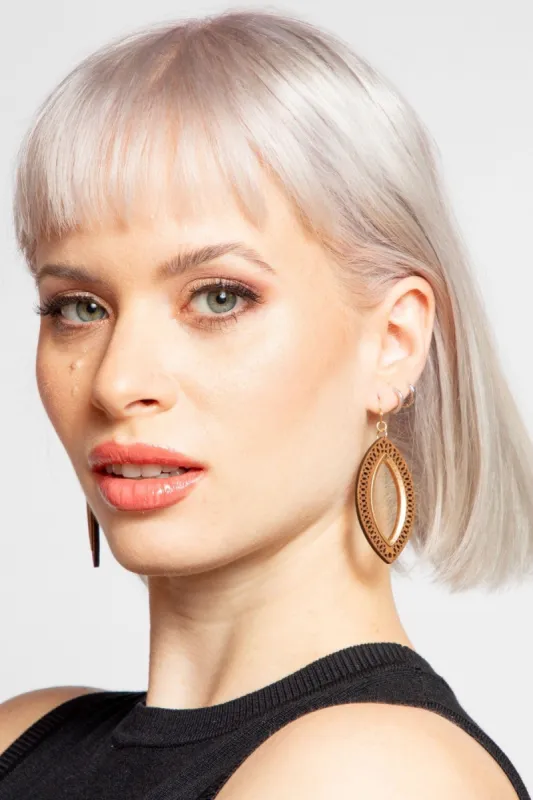 Wood Laser Cut Leaf Earrings sold by Eva Franco