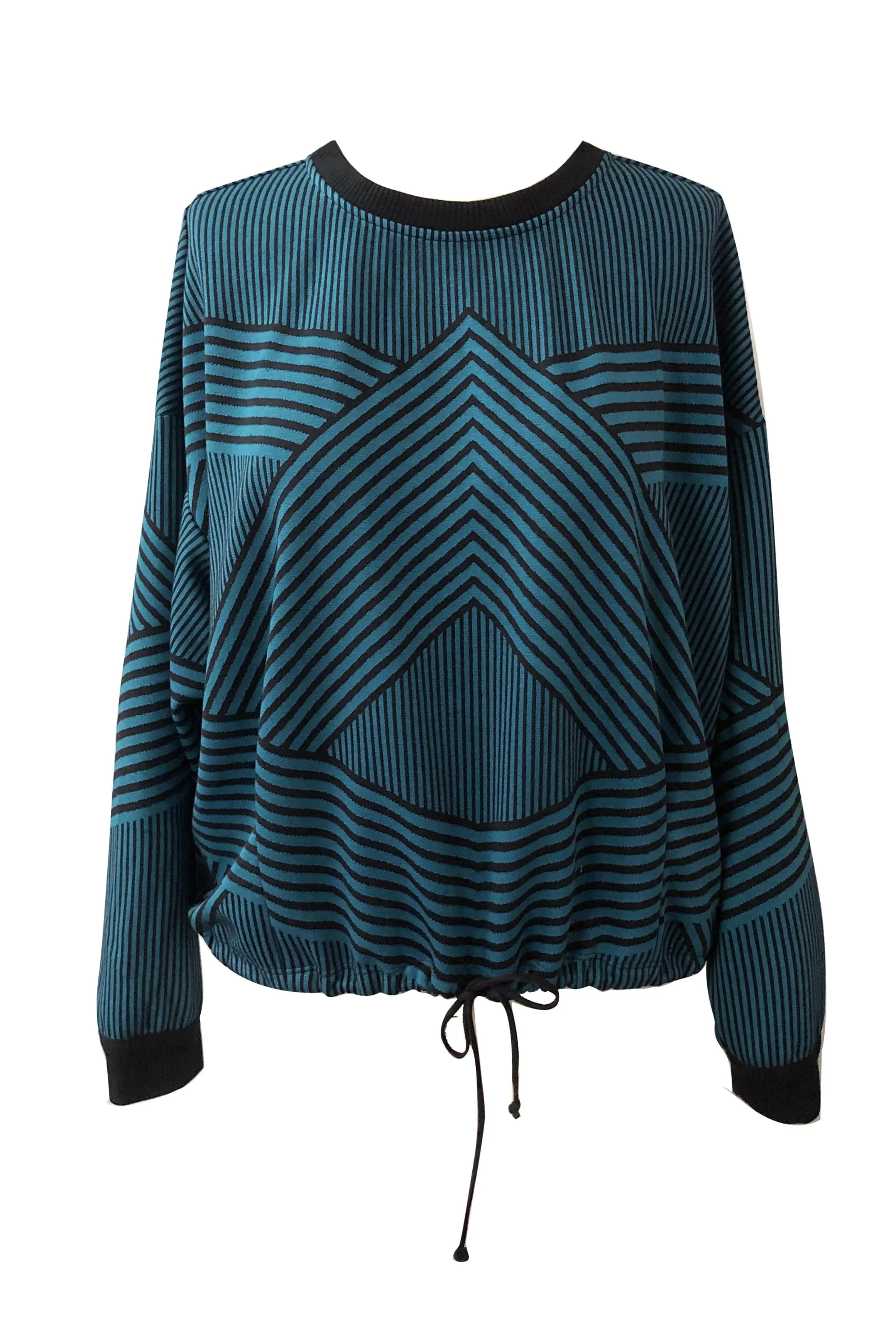 Brit Wit Sweatshirt Top - Teal and Black Stripe sold by Eva Franco product image thumbnail 2