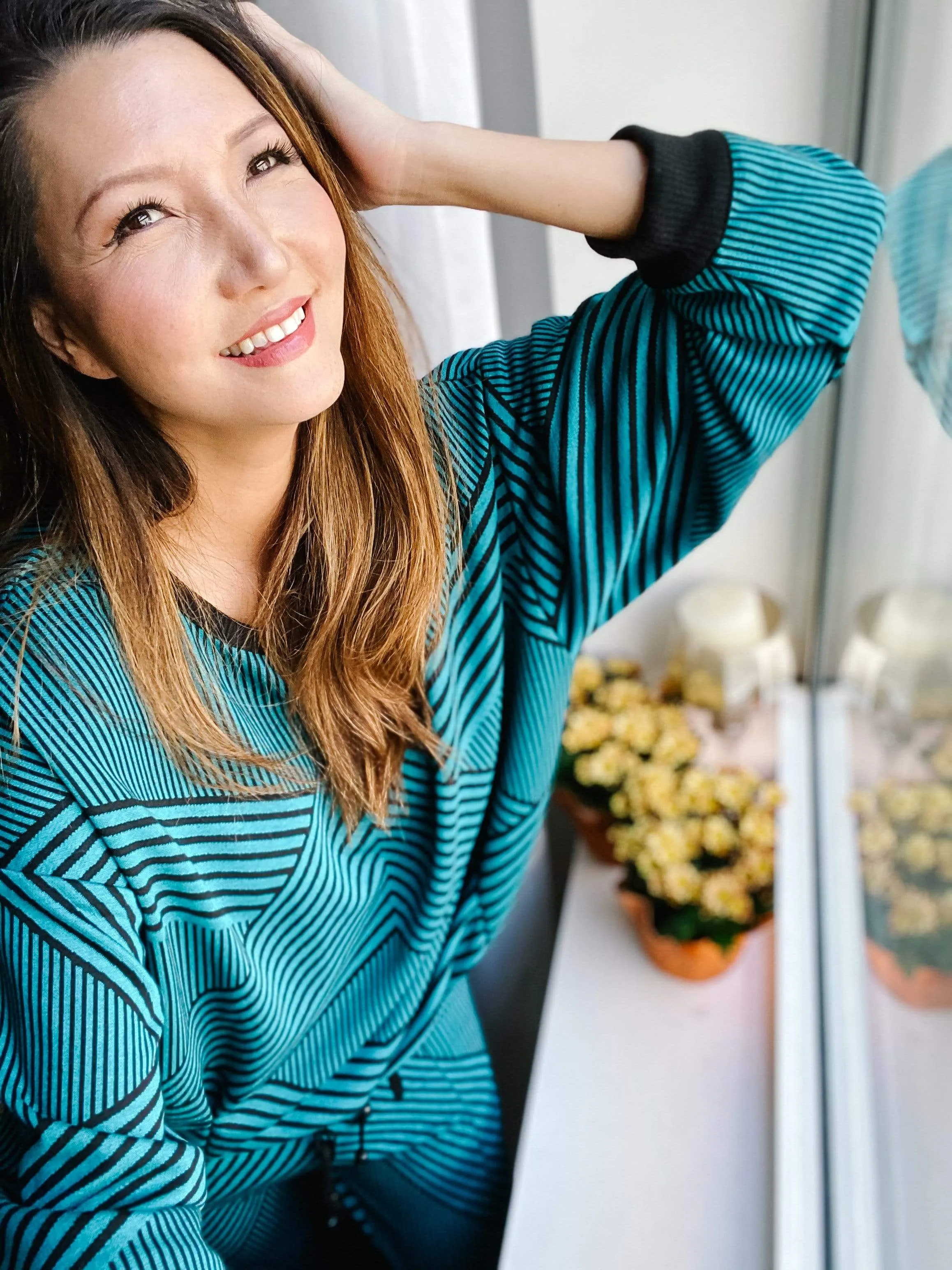 Brit Wit Sweatshirt Top - Teal and Black Stripe sold by Eva Franco product image thumbnail 3