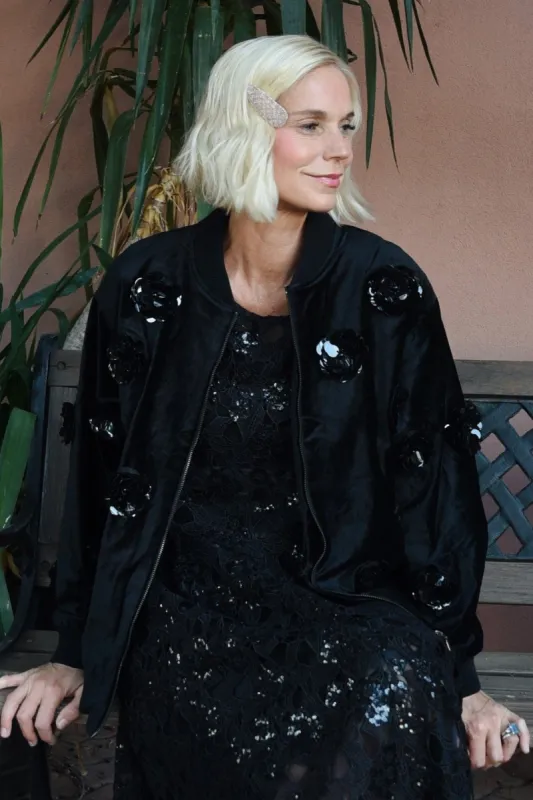 Velvet Floral Embroidered Bomber Jacket sold by Eva Franco
