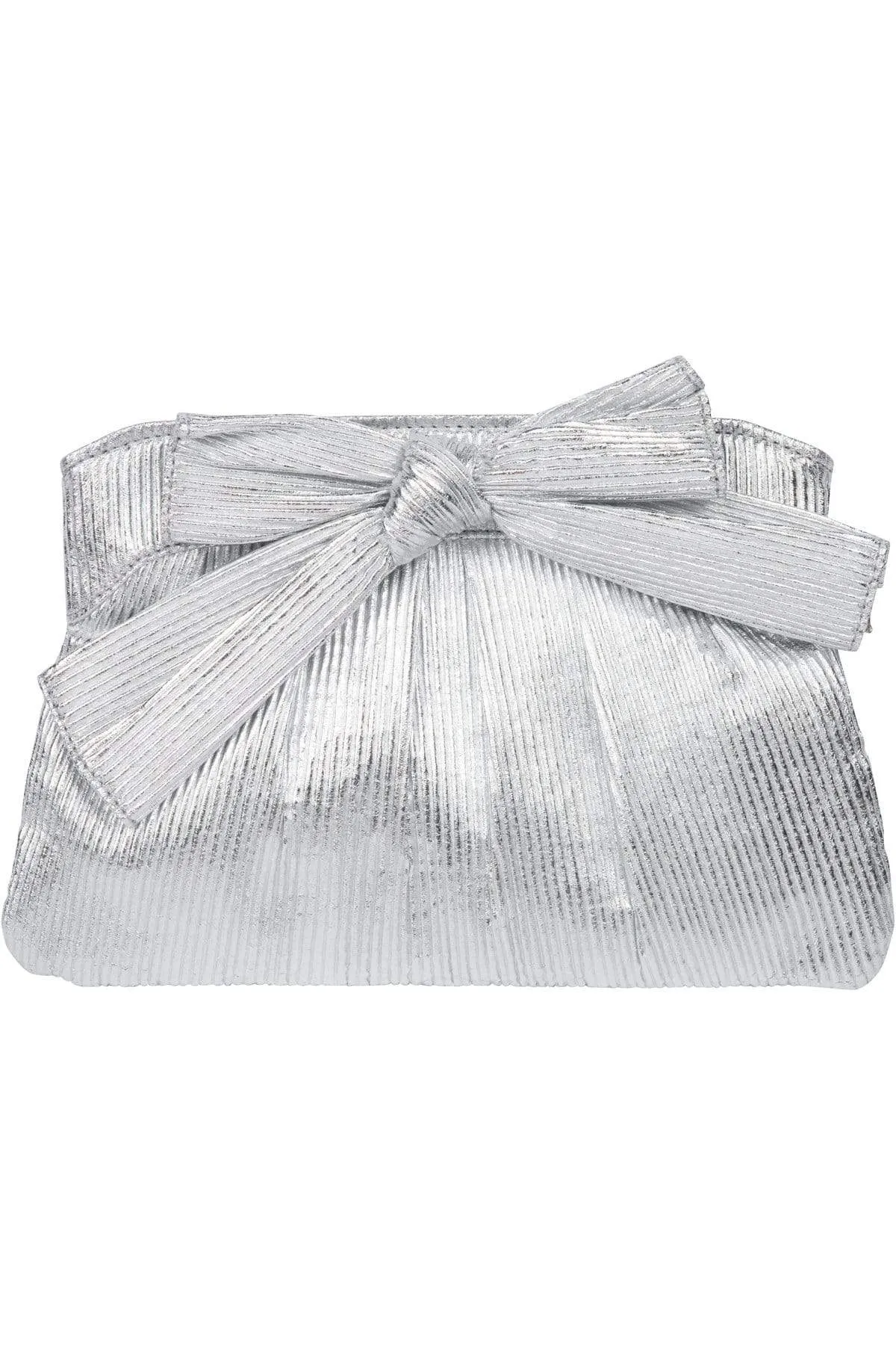 Silver Pleated Bow Clutch Bag sold by Eva Franco product image thumbnail 2
