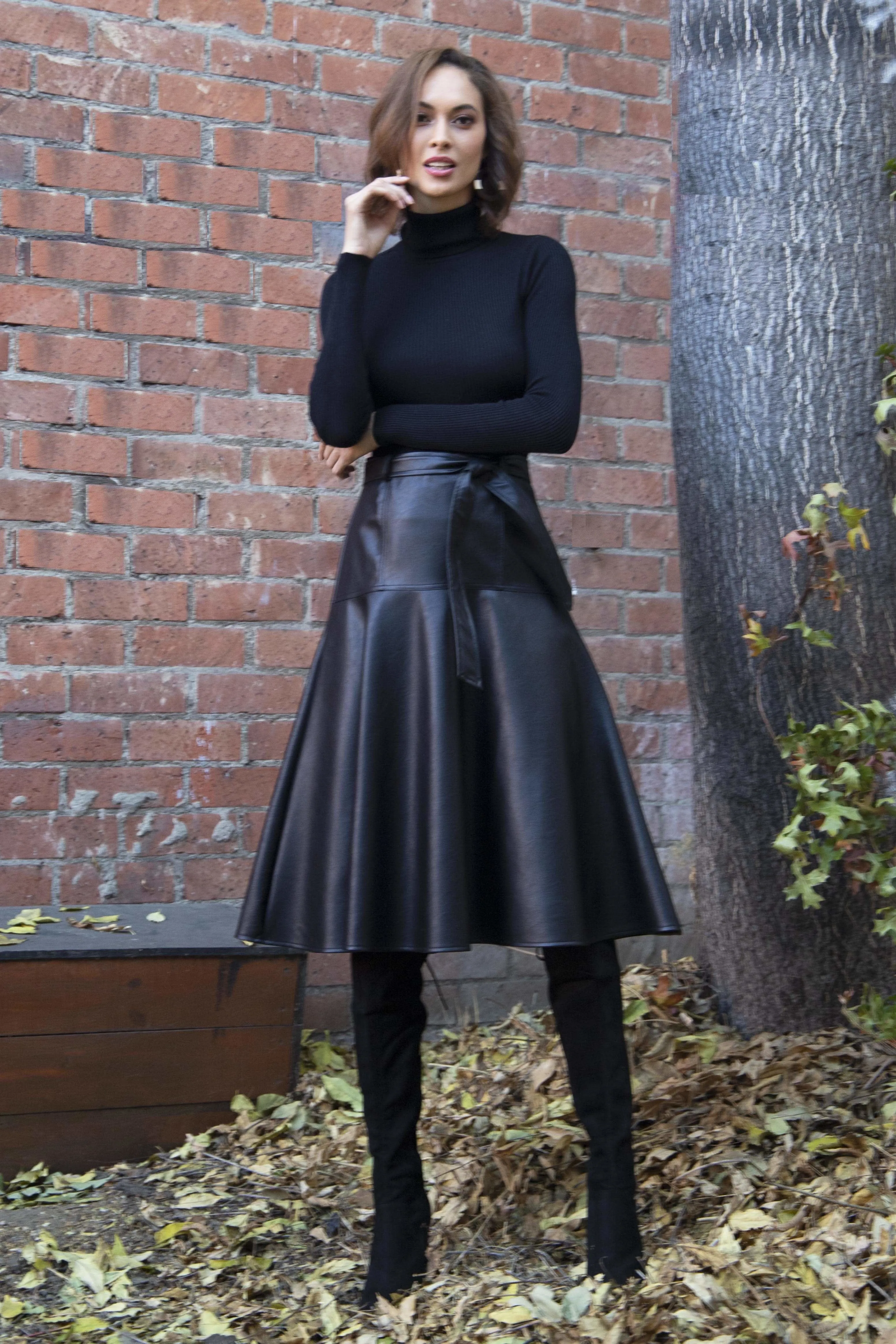 Faux Leather Belted Midi Allas Skirt sold by Eva Franco product image thumbnail 3