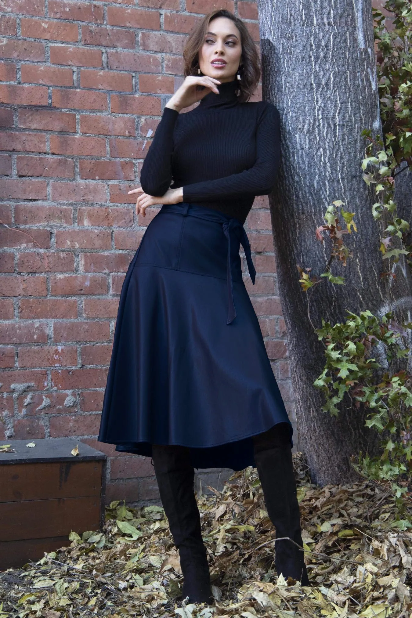 Faux Leather Belted Midi Allas Skirt sold by Eva Franco product image thumbnail 4