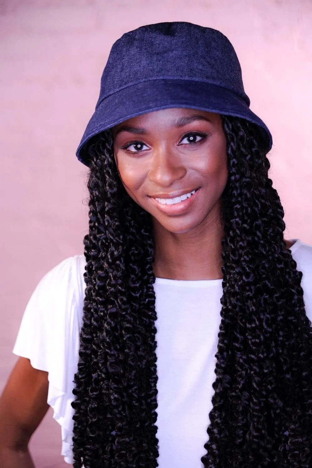 Denim Bucket Hat With Detachable Face Shield sold by Eva Franco product image thumbnail 4