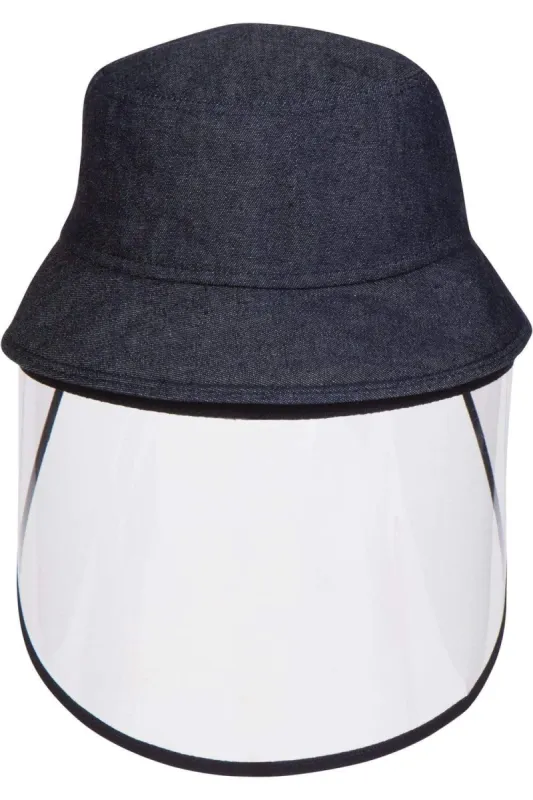 Denim Bucket Hat With Detachable Face Shield sold by Eva Franco