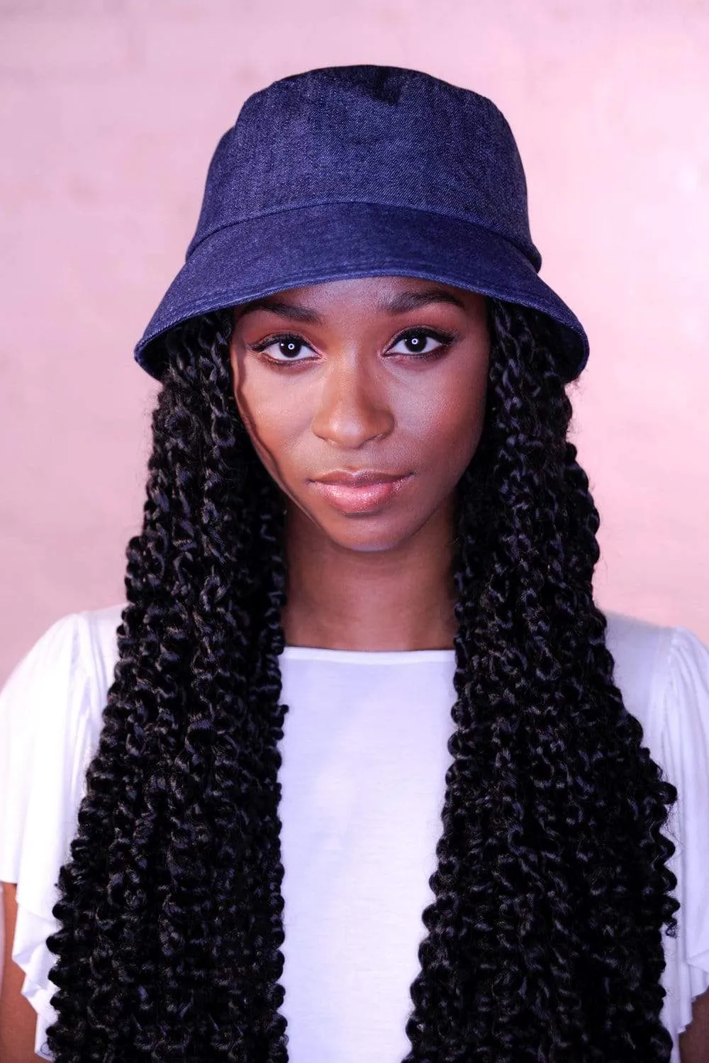 Denim Bucket Hat With Detachable Face Shield sold by Eva Franco product image thumbnail 3