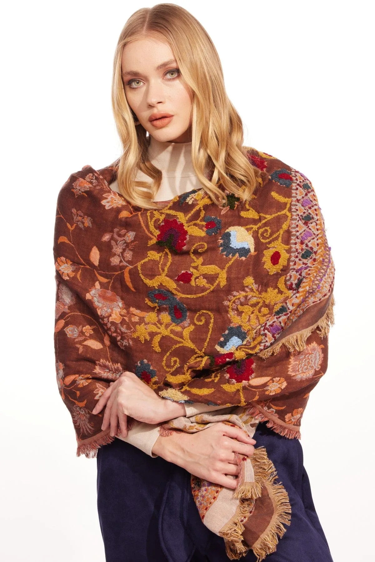 Hand Stitched Brown Shawl sold by Eva Franco
