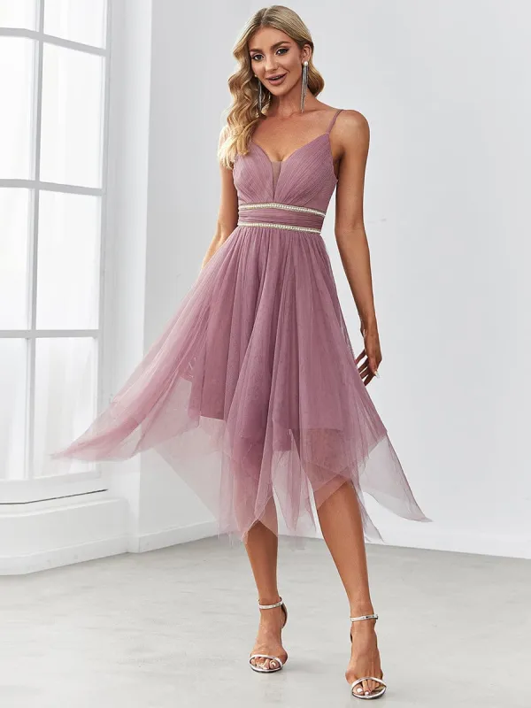 Princess Pearl Uneven Hem Tulle Evening Dress sold by Ever Pretty