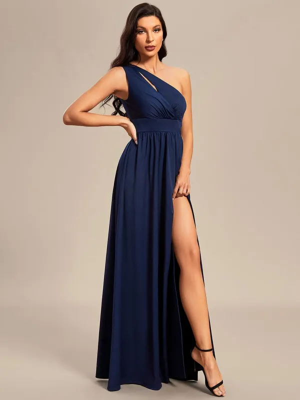 One Shoulder High Front Slit Hollow Out Neckline Bridesmaid Dress sold by Ever Pretty