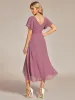 ever AALIA|Flowing Chiffon V-Neck Ruffle Sleeves Bridesmaid Dress sold by Ever Pretty