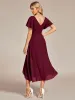ever AALIA|Flowing Chiffon V-Neck Ruffle Sleeves Bridesmaid Dress sold by Ever Pretty