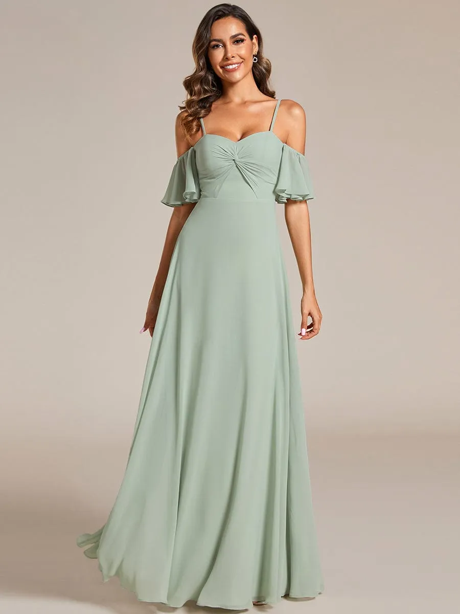 Spaghetti Strap Sweetheart Chiffon A-line Bridesmaid Dress with Knot sold by Ever Pretty product image thumbnail 5