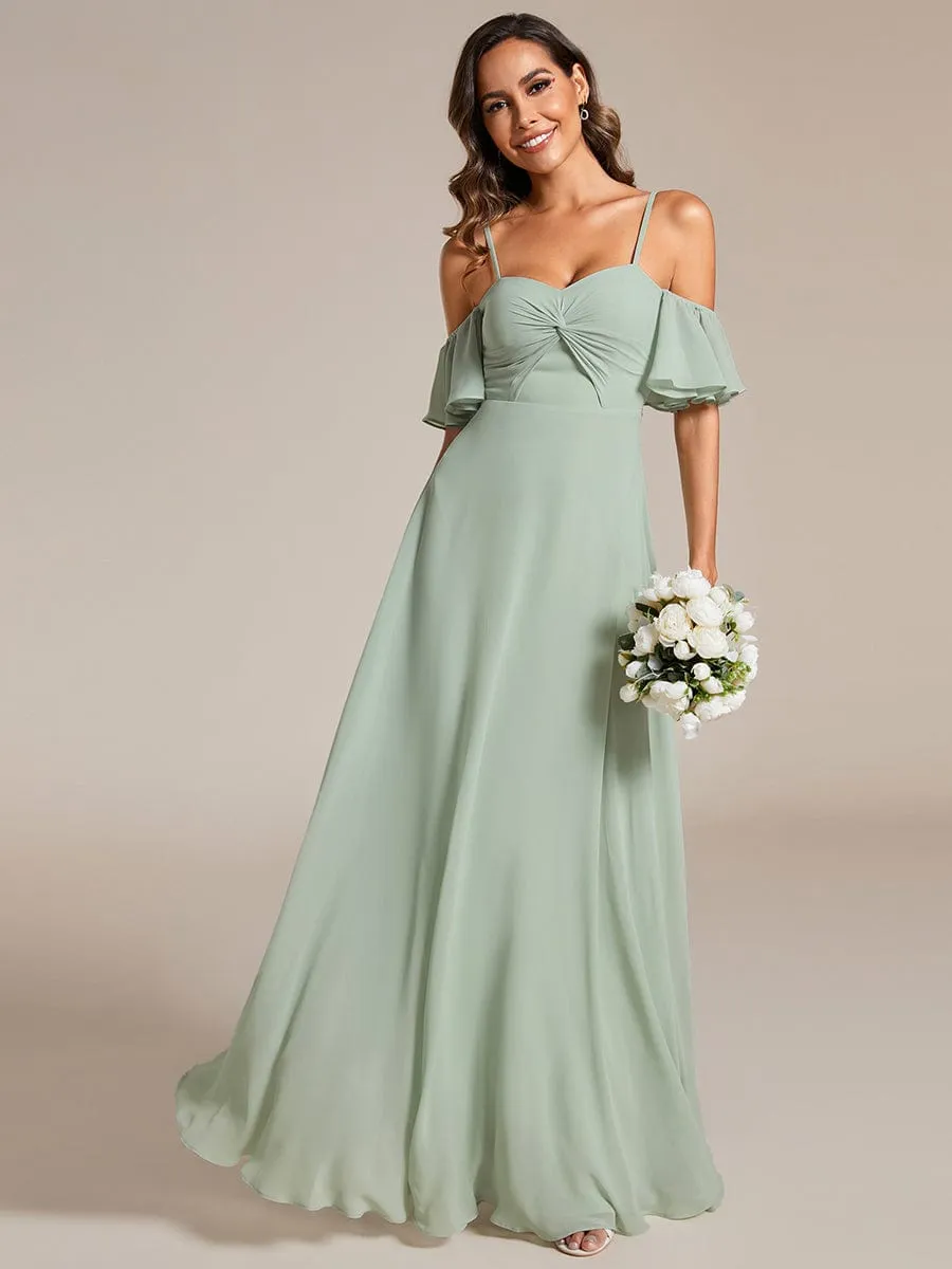 Spaghetti Strap Sweetheart Chiffon A-line Bridesmaid Dress with Knot sold by Ever Pretty product image thumbnail 4
