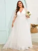 LUSARA'S BRIDE|Dreamy Plus Size V-Neck Lace Short Sleeves Tulle Wedding Dresses sold by Ever Pretty