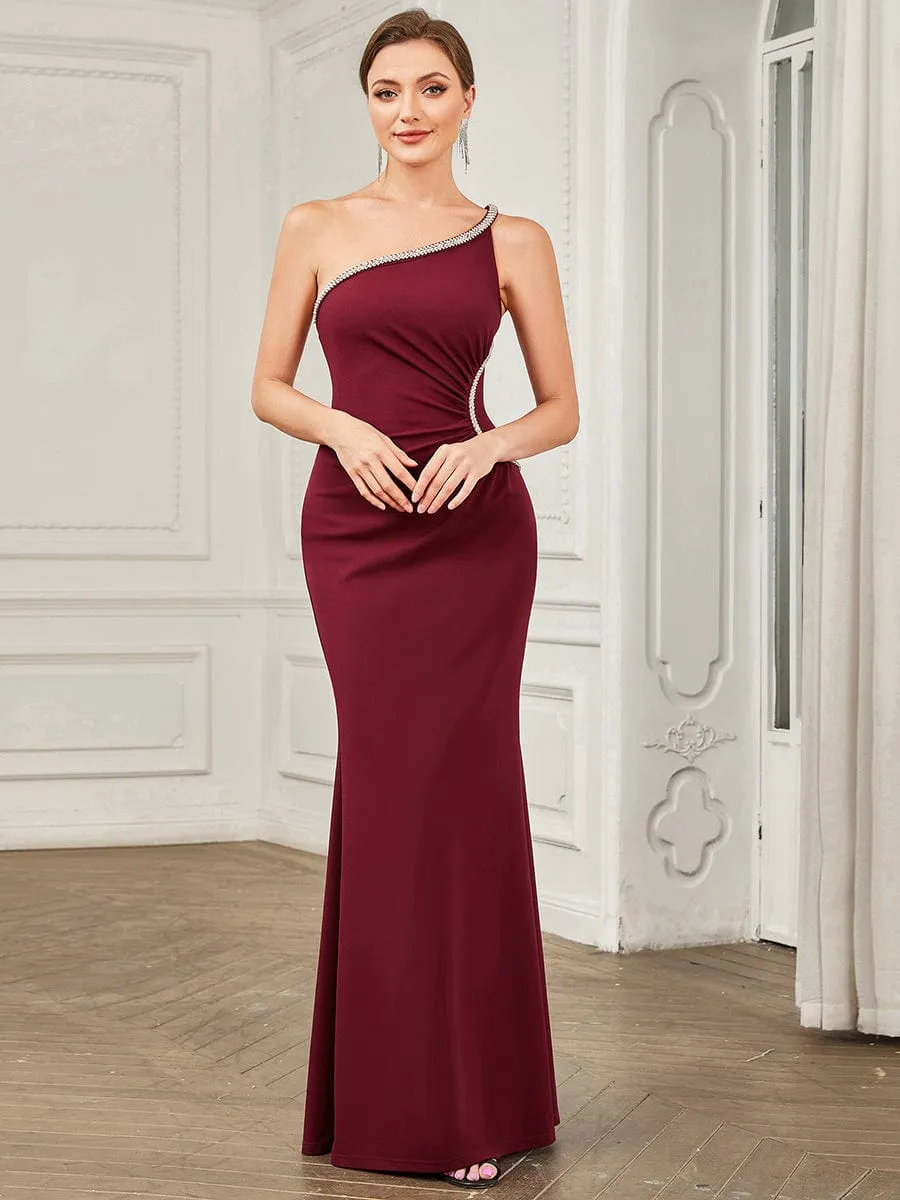 Sleeveless Backless One Shoulder Stretchy Formal Dress with Rhinestone sold by Ever Pretty product image thumbnail 4