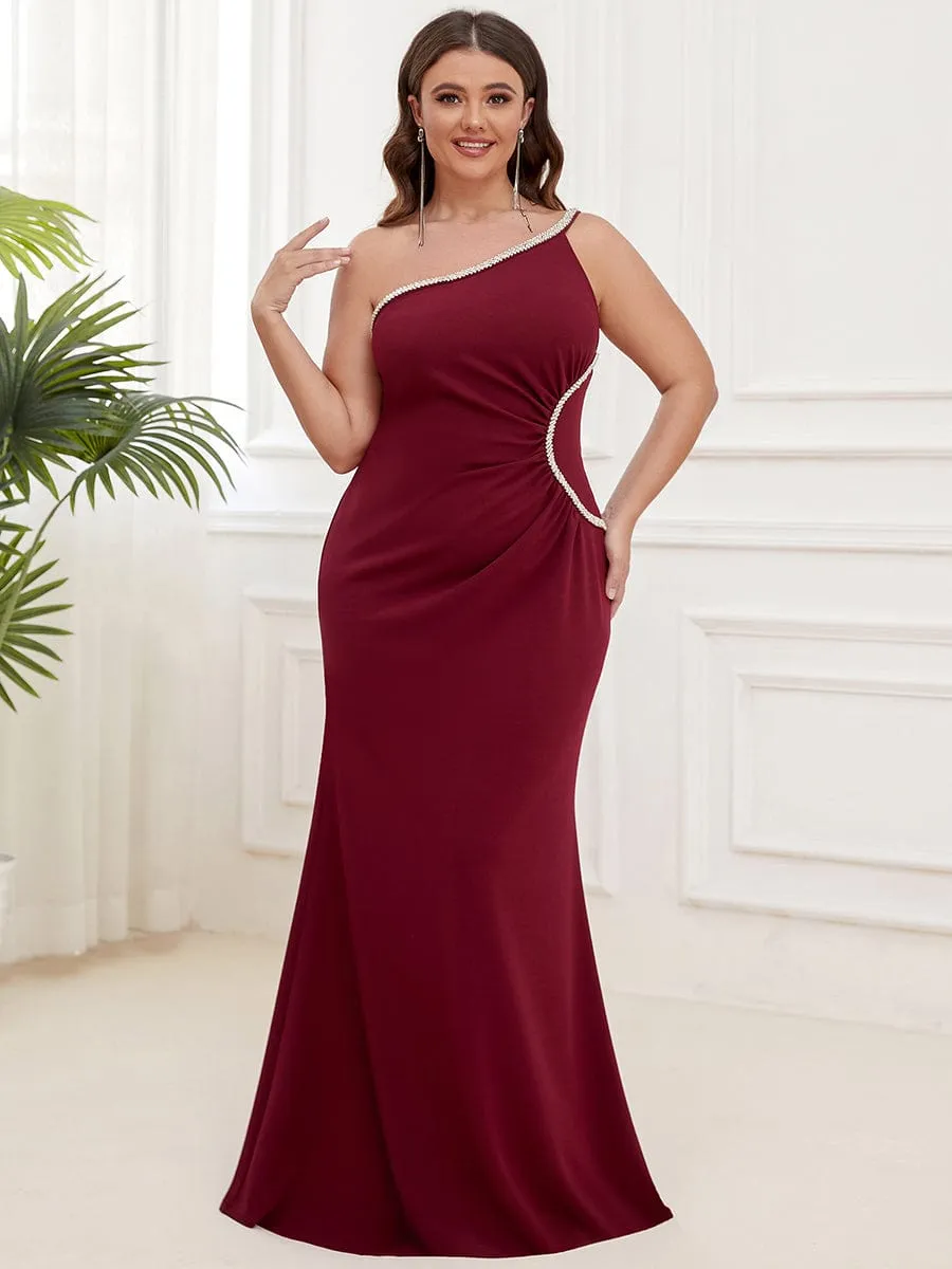 Sleeveless Backless One Shoulder Stretchy Formal Dress with Rhinestone sold by Ever Pretty product image thumbnail 5