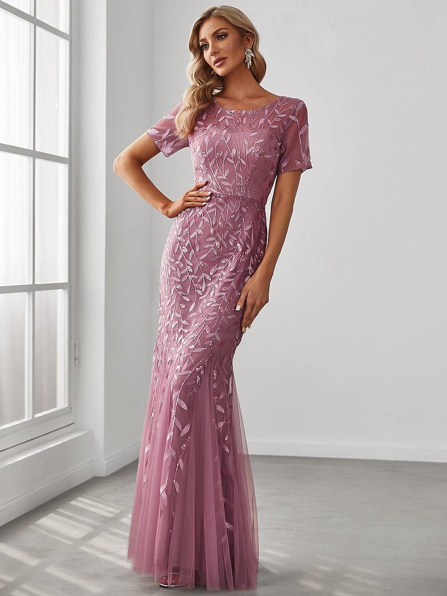Floral Sequin Print Maxi Long Fishtail Formal Dresses With Half Sleeve sold by Ever Pretty product image thumbnail 5