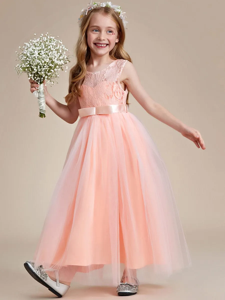 ROSA MAE|Princess Bow Sleeveless Lace Tulle Flower Girl Dress sold by Ever Pretty