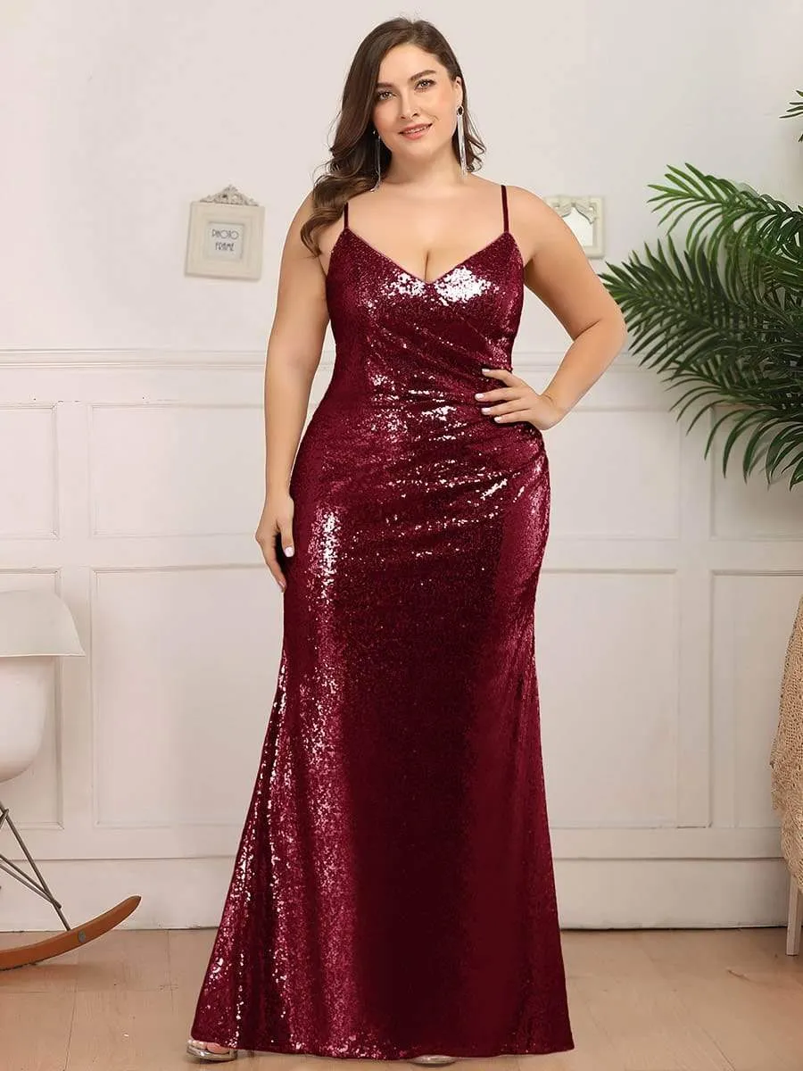 Plus Size Sparkly Sequin Long Mermaid Formal Party Dresses sold by Ever Pretty