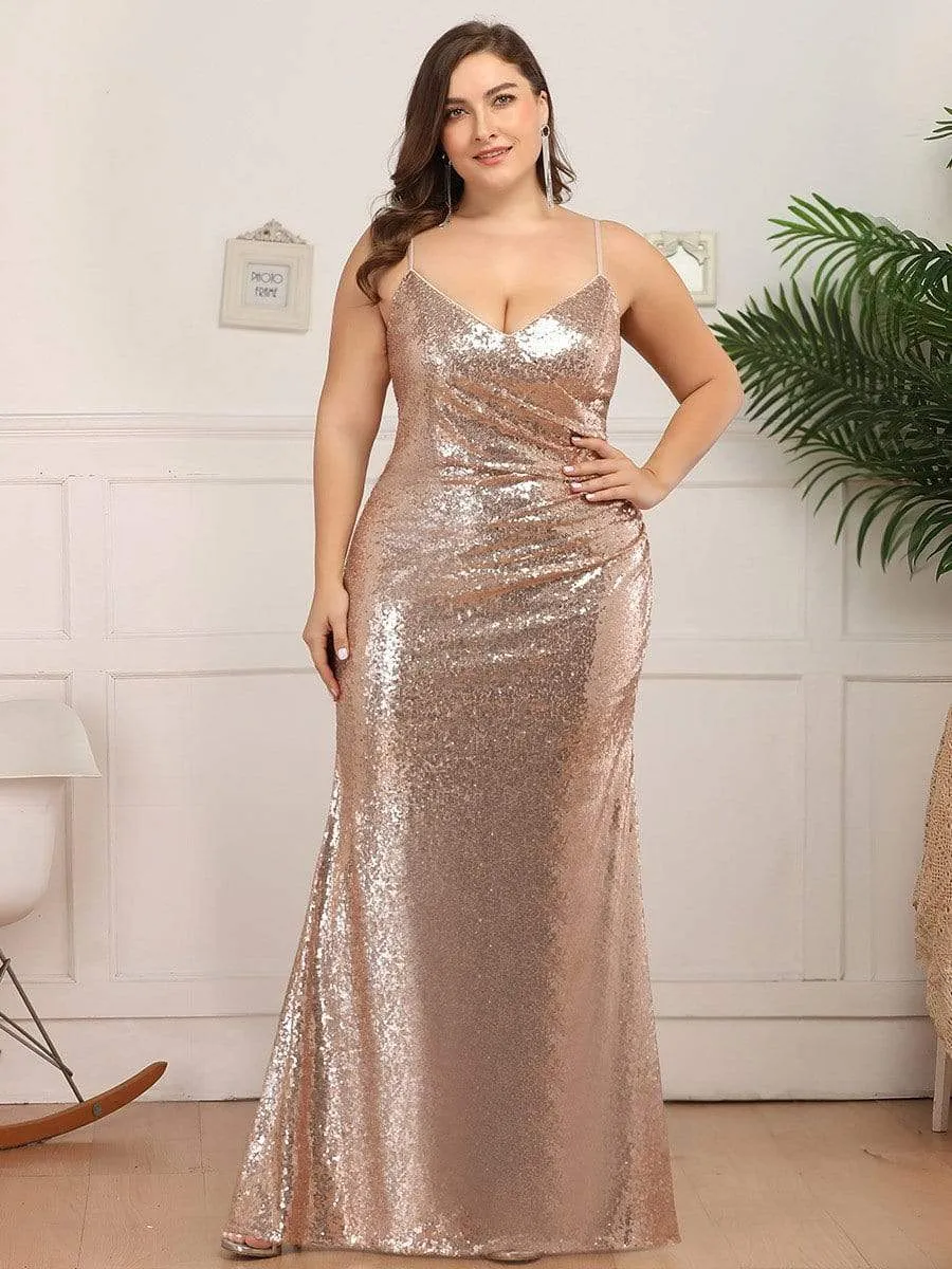Plus Size Sparkly Sequin Long Mermaid Formal Party Dresses sold by Ever Pretty product image thumbnail 3