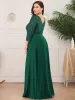 pretty LUENA|Plus Size V Neck A-Line Sequin Formal Evening Dress with Sleeve sold by Ever Pretty