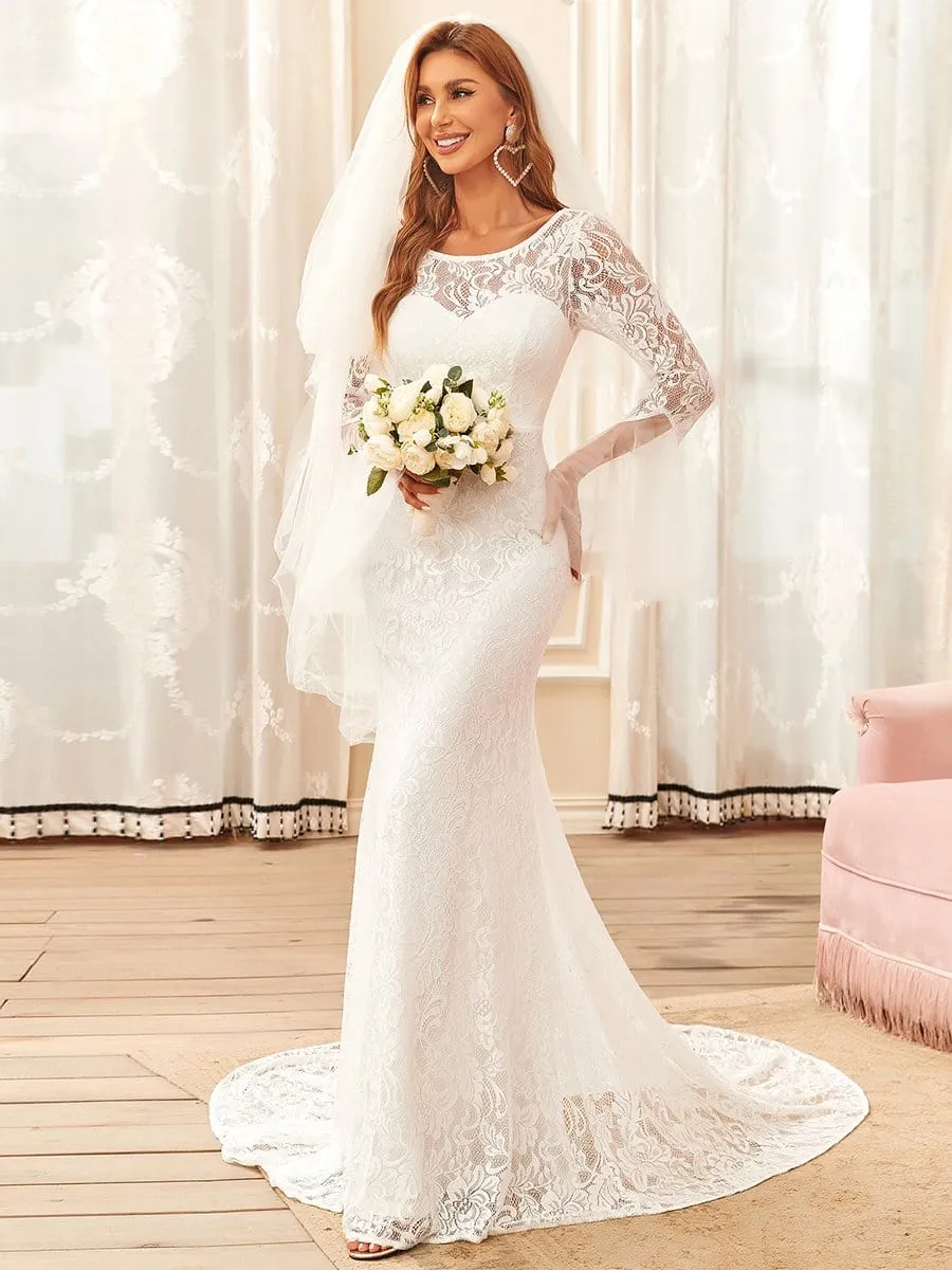 Custom Size Sweetheart Long Sleeve Lace Mermaid Wedding Dress sold by Ever Pretty product image thumbnail 2