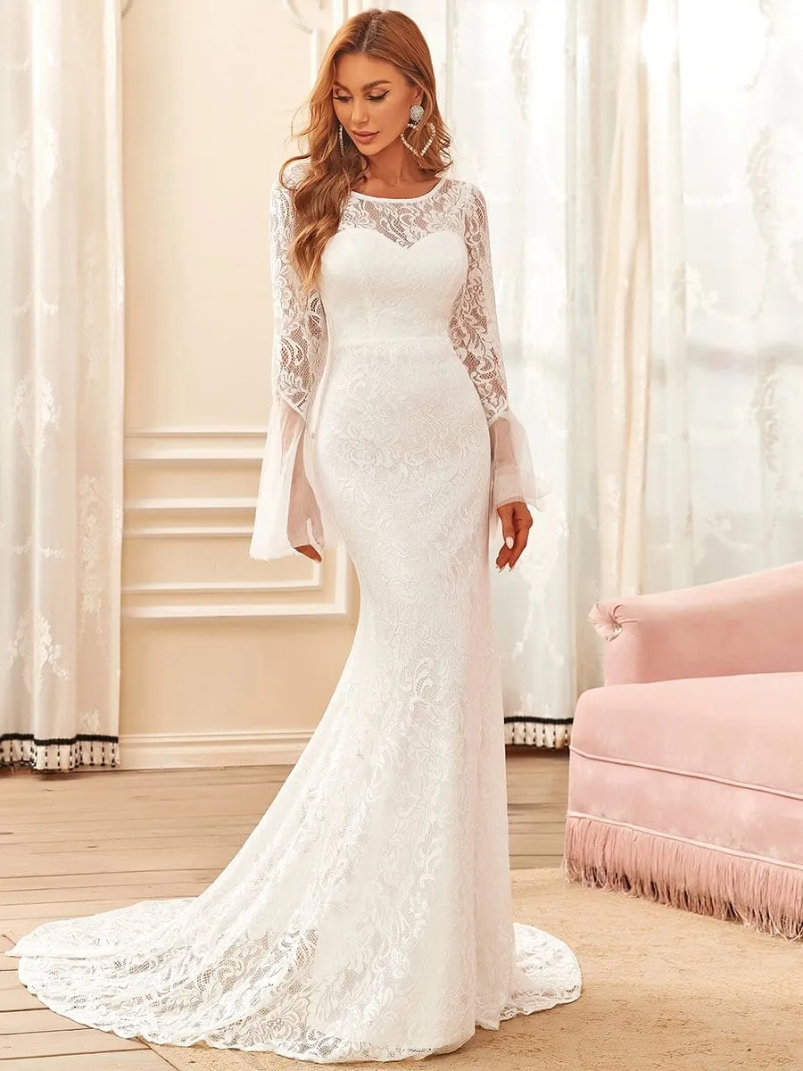 Custom Size Sweetheart Long Sleeve Lace Mermaid Wedding Dress sold by Ever Pretty product image thumbnail 3