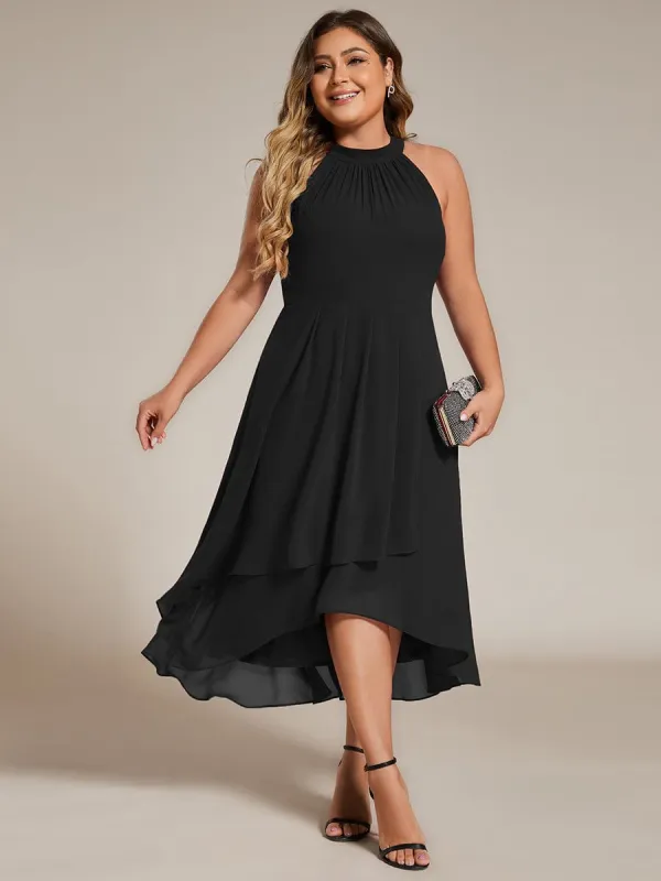 pretty POSIE|Flowy Plus Size Halter Neck Chiffon Midi Wedding Guest Dress sold by Ever Pretty