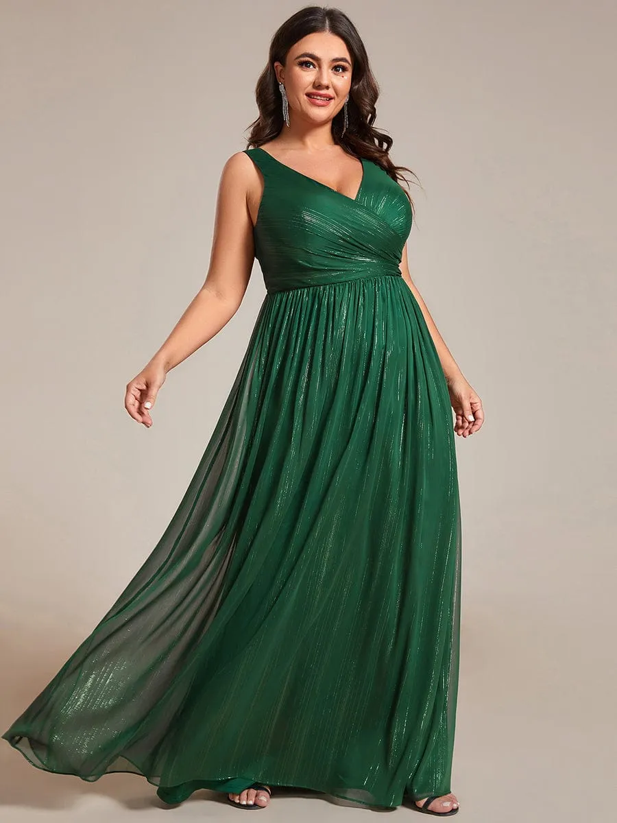 pretty ALAIYA|Plus Size V-Neck Sleeveless Glitter A-Line Formal Dress sold by Ever Pretty