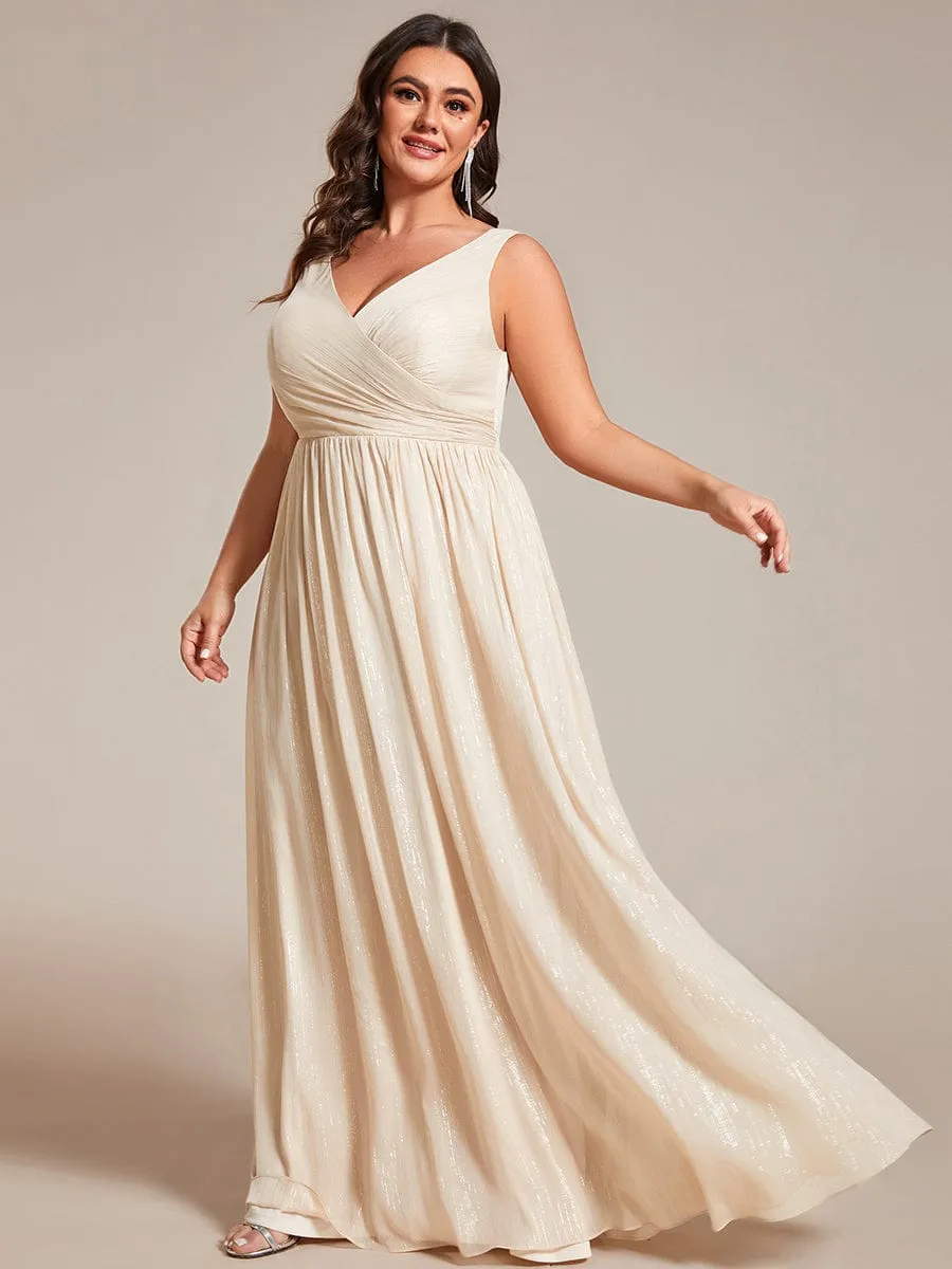 pretty ALAIYA|Plus Size V-Neck Sleeveless Glitter A-Line Formal Dress sold by Ever Pretty product image thumbnail 5