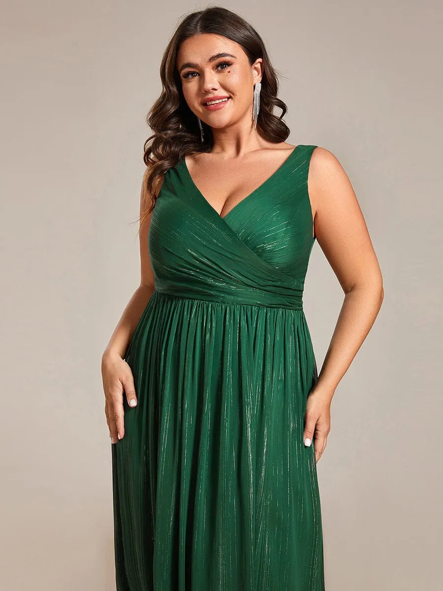 pretty ALAIYA|Plus Size V-Neck Sleeveless Glitter A-Line Formal Dress sold by Ever Pretty product image thumbnail 3