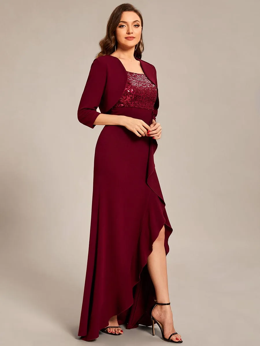Custom Size Sequin Ruffle Front Slit Mother Dresses With Jacket sold by Ever Pretty product image thumbnail 4