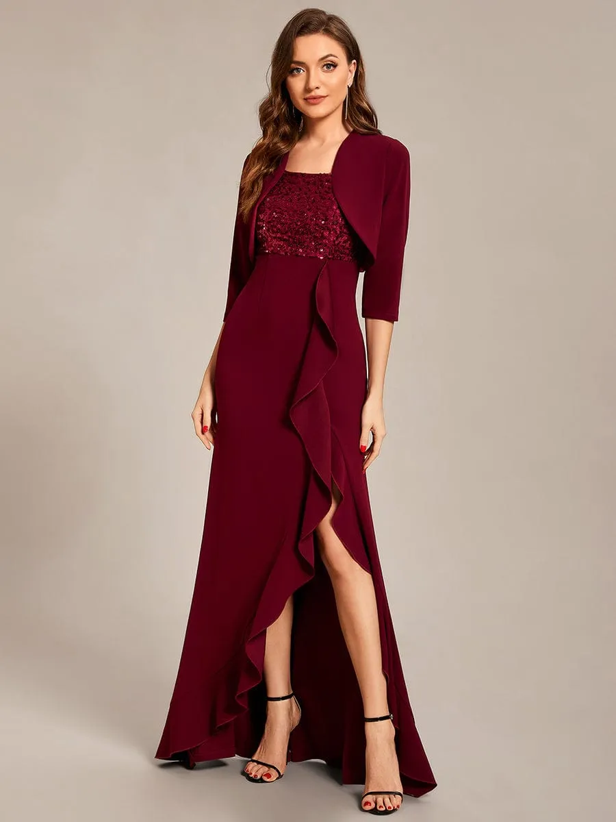 Custom Size Sequin Ruffle Front Slit Mother Dresses With Jacket sold by Ever Pretty