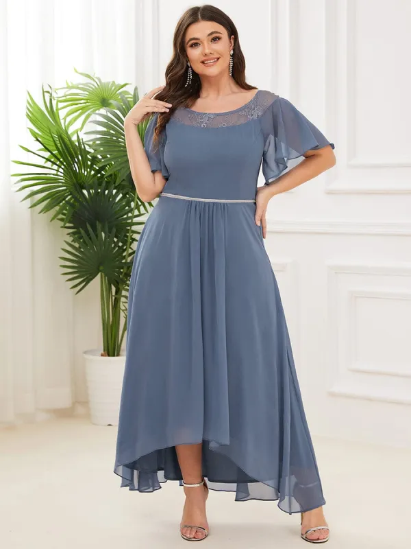 Plus Size Boat Neck Formal Dress with Sleeves sold by Ever Pretty