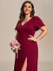 Plus Size Classical Ruffles Sleeve A-Line Front Slit Bridesmaid Dress sold by Ever Pretty