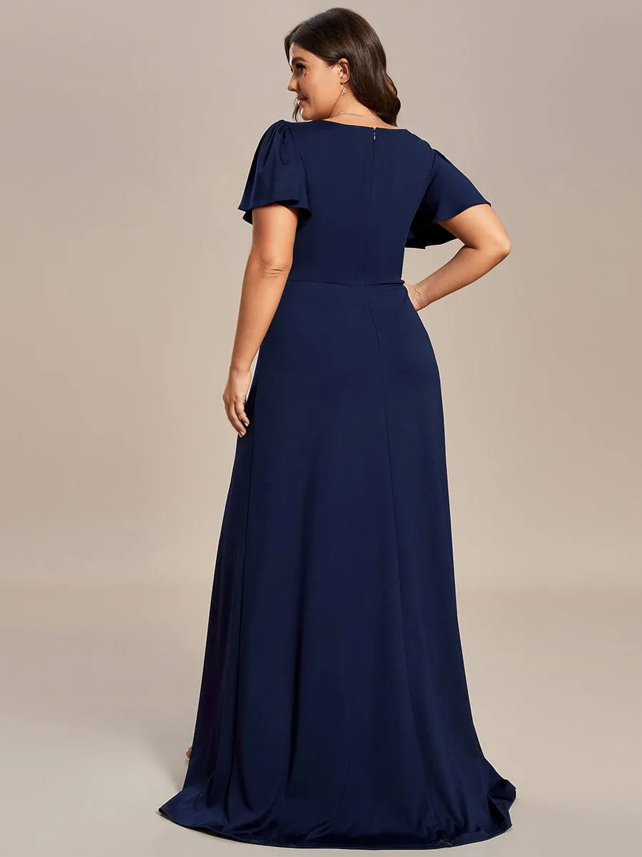 Plus Size Classical Ruffles Sleeve A-Line Front Slit Bridesmaid Dress sold by Ever Pretty product image thumbnail 2