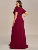 Plus Size Classical Ruffles Sleeve A-Line Front Slit Bridesmaid Dress sold by Ever Pretty