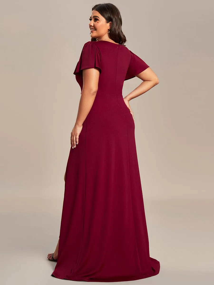 Plus Size Classical Ruffles Sleeve A-Line Front Slit Bridesmaid Dress sold by Ever Pretty product image thumbnail 4