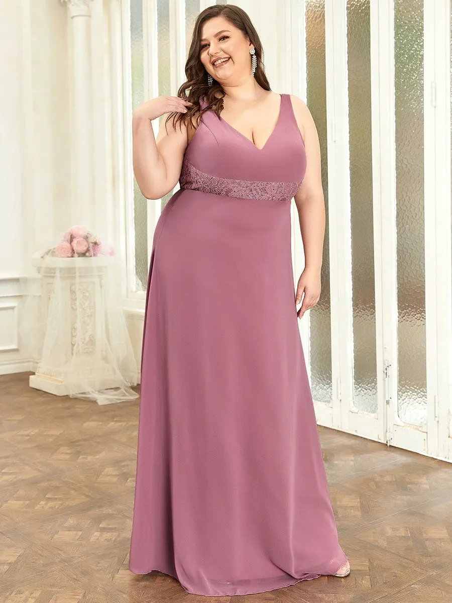 Plus Size Backless Lace A-Line Chiffon Bridesmaid Dress sold by Ever Pretty product image thumbnail 5