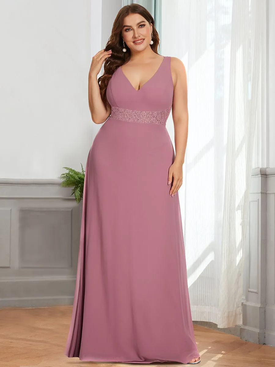 Plus Size Backless Lace A-Line Chiffon Bridesmaid Dress sold by Ever Pretty