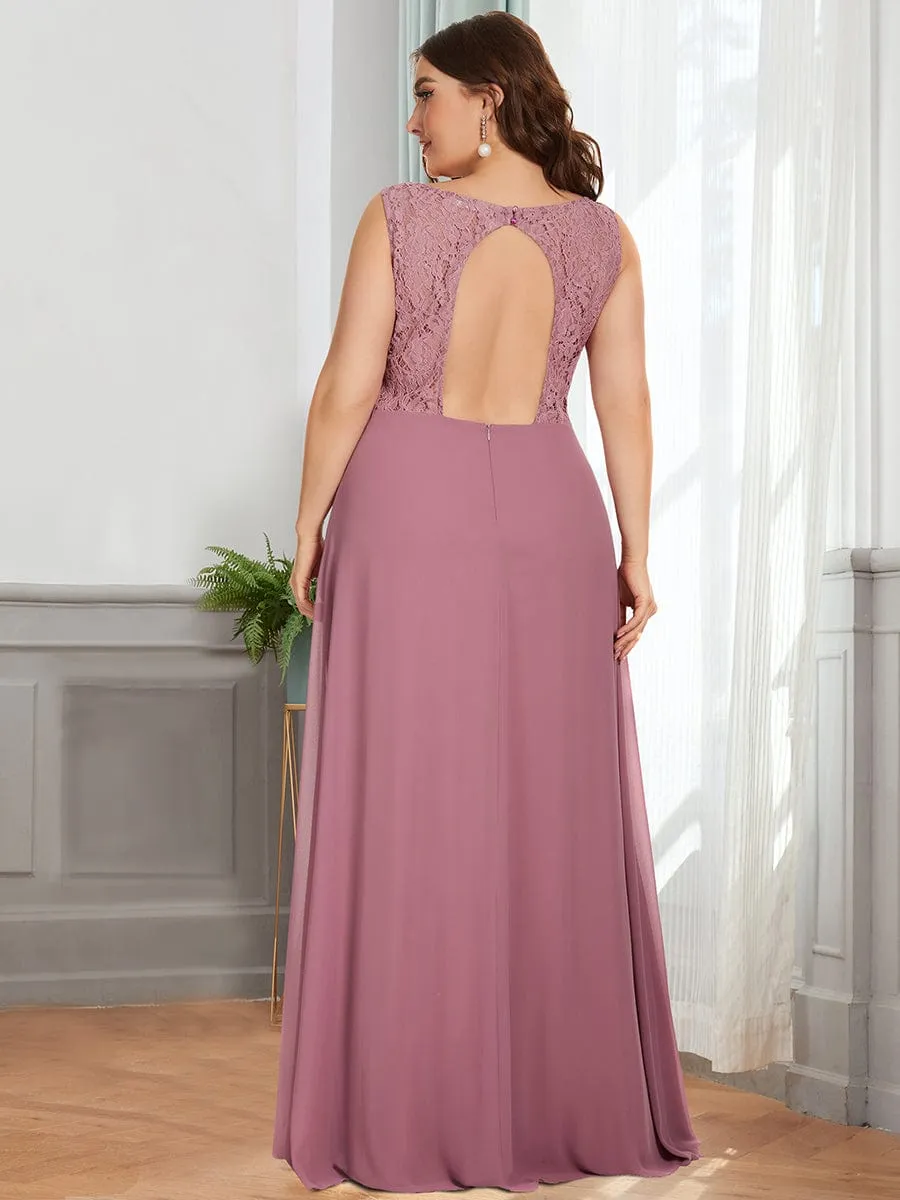 Plus Size Backless Lace A-Line Chiffon Bridesmaid Dress sold by Ever Pretty product image thumbnail 2