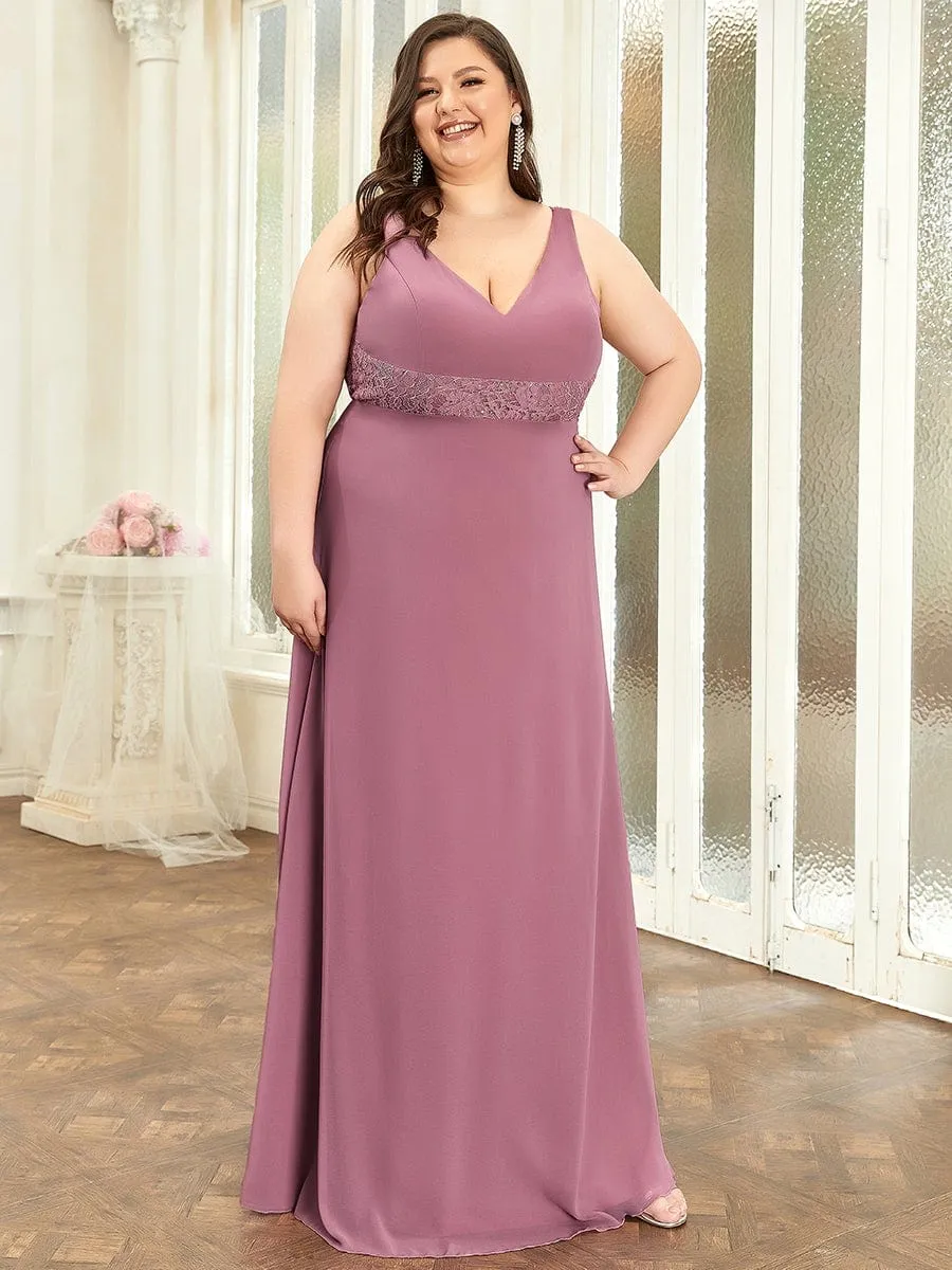 Plus Size Backless Lace A-Line Chiffon Bridesmaid Dress sold by Ever Pretty product image thumbnail 3