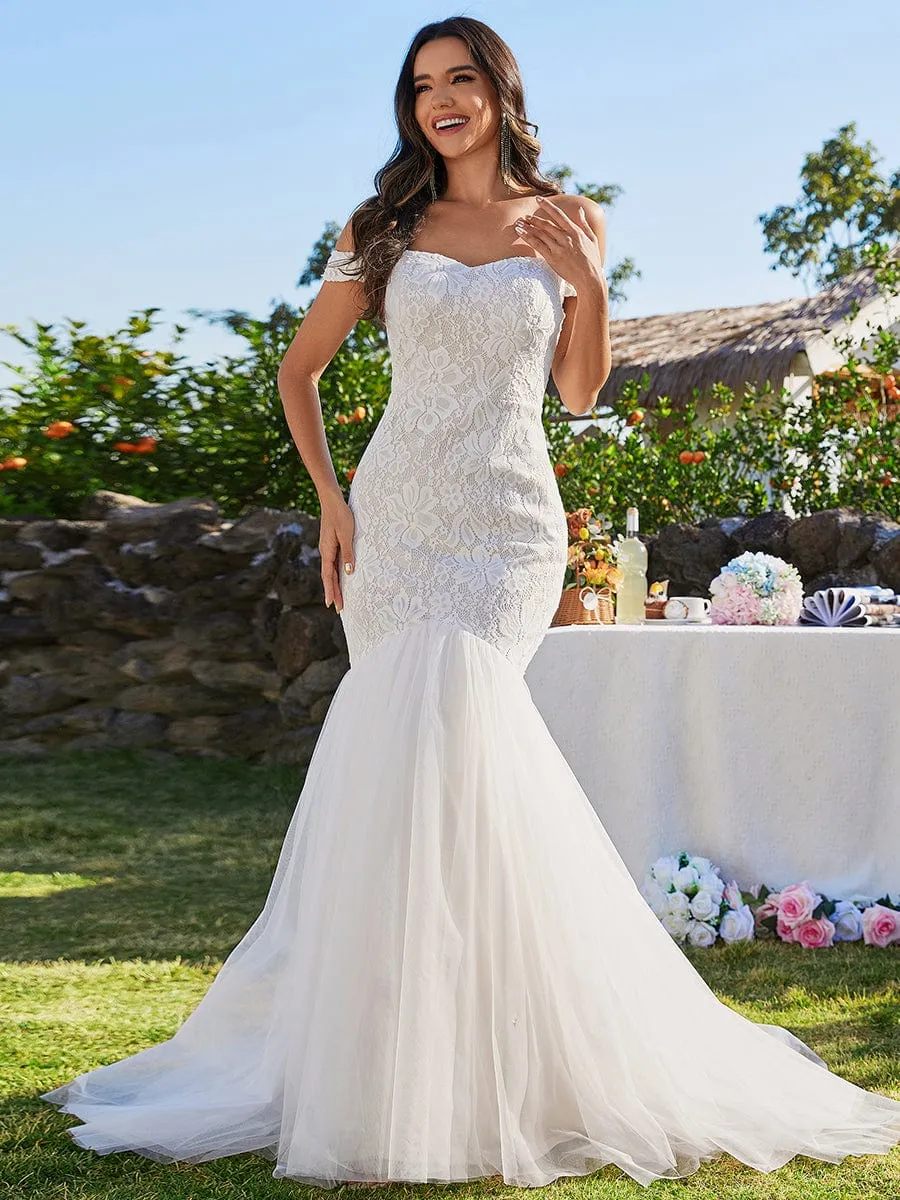 Custom Size Bodycon Lace Off Shoulder Mermaid Wedding Dress sold by Ever Pretty