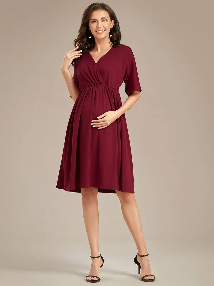 Loose V-Neck Half Sleeve Knee Length Maternity Dress sold by Ever Pretty product image thumbnail 4